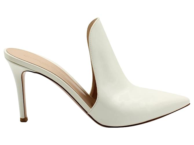 Gianvito Rossi High Heel Mules in White Patent Leather  ref.609959