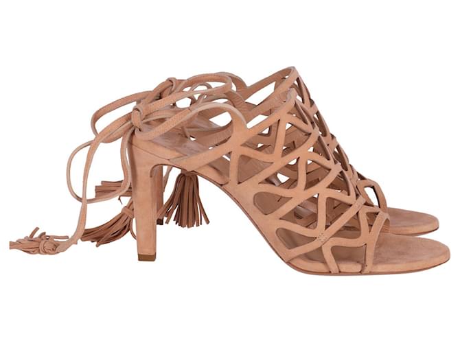 Chloé Kendal Strappy Sandals in Beige Suede  ref.609964