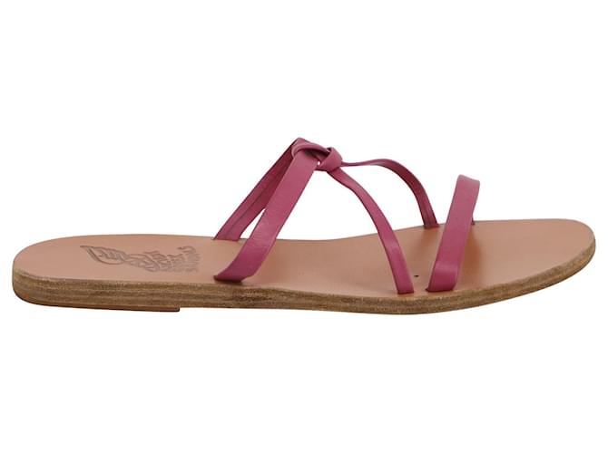 Ancient Greek Sandals Spetses Sandalias planas con nudo en cuero rosa  ref.609968