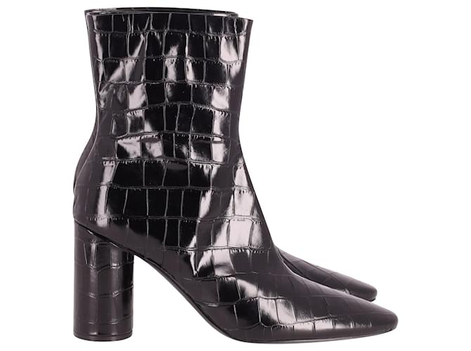 Balenciaga Croc-Embossed Ankle Boots in Black Leather  ref.609975