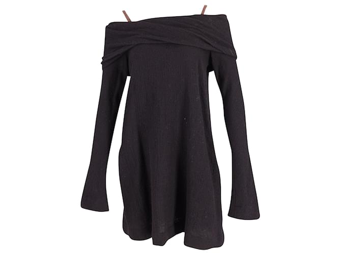 Autre Marque Isa Arfen Off-Shoulder Mini Dress in Black Wool  ref.609977