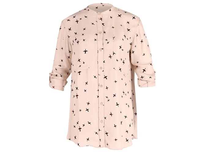 Isabel Marant Camisa tejida con estampado de pájaros en punto de algodón beige  ref.609980