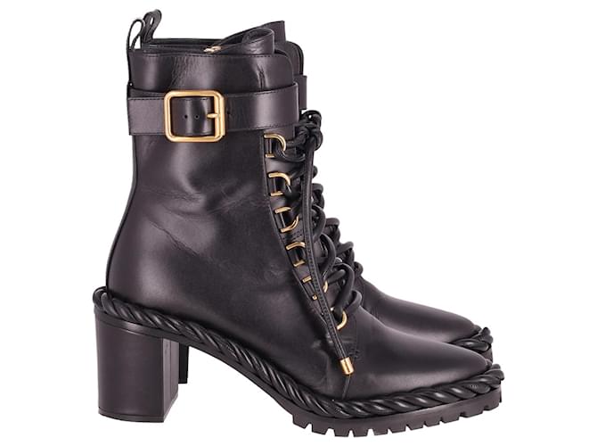 Valentino The Rope Calfskin Combat Boots 70mm in Black Leather  ref.609996
