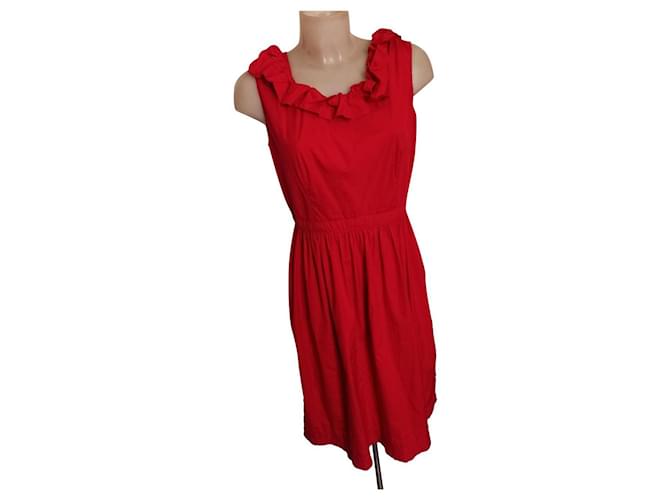 Prada Kleid rotes Kleid Baumwolle  ref.610158