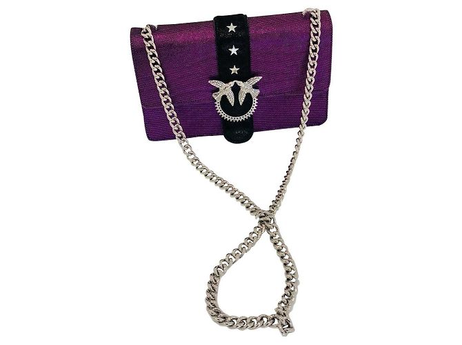 Borsa a tracolla Pinko Big Love Zebra viola, Nero Argento Porpora