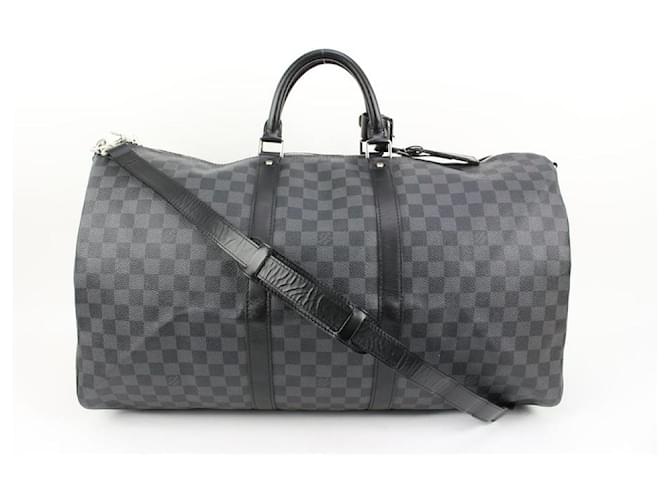 Louis Vuitton Damier Graphite Keepall Bandouliere 55 Duffle with Strap Leather  ref.610376