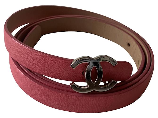 Chanel Belts Silvery Pink Leather Metal ref.610379 - Joli Closet