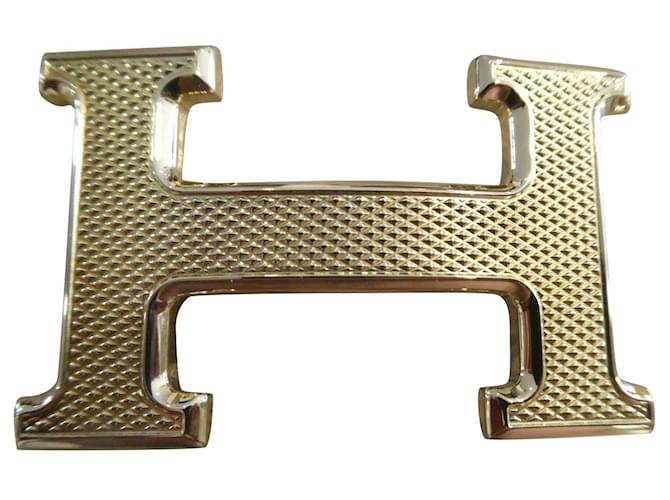 boucle de ceinture hermès acier doré guillochée Bijouterie dorée  ref.610385