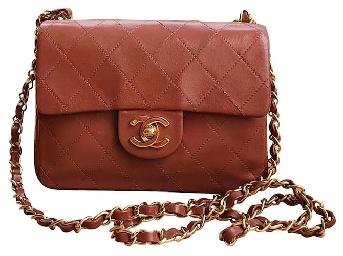 Timeless Chanel Mini Square Vintage Caramel Leather ref.610839 - Joli Closet