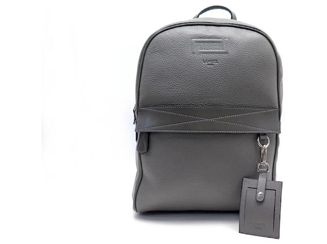 NEW LANCEL A BACKPACK10058 IN GRAINED LEATHER GRAY NEW LEATHER BACKPACK BAG Grey  ref.611086