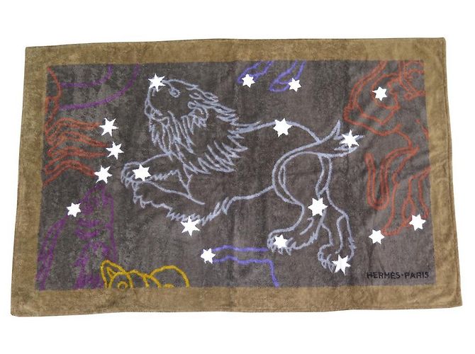 Hermès TELO MARE HERMES CONSTELLATIONS ZODIAC LEONE TELO DA BAGNO TELO MARE Marrone