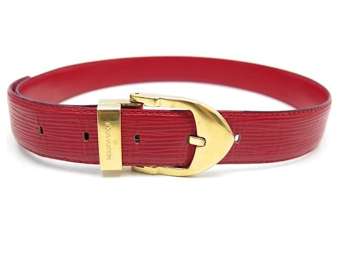 BELT LOUIS VUITTON T70 IN RED EPI LEATHER GOLD METAL BUCKLE LEATHER BELT  ref.611139