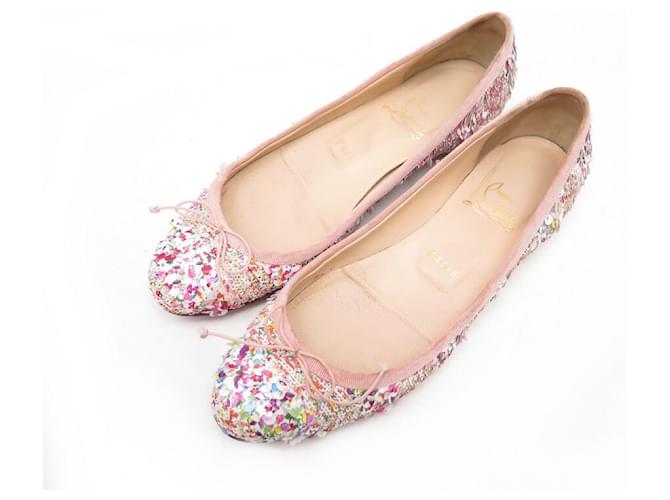 CHAUSSURES CHRISTIAN LOUBOUTIN BALLERINES 37 A SEQUINS MULTICOLORE SHOES  ref.611163