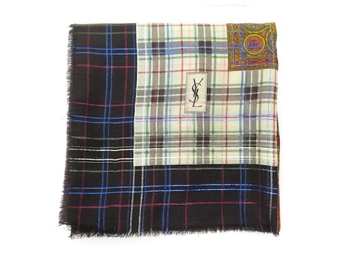 SHAWL YVES SAINT LAURENT LUREX SILK & WOOL BEIGE SILK AND WOOL SHAWL SCARF  ref.611195