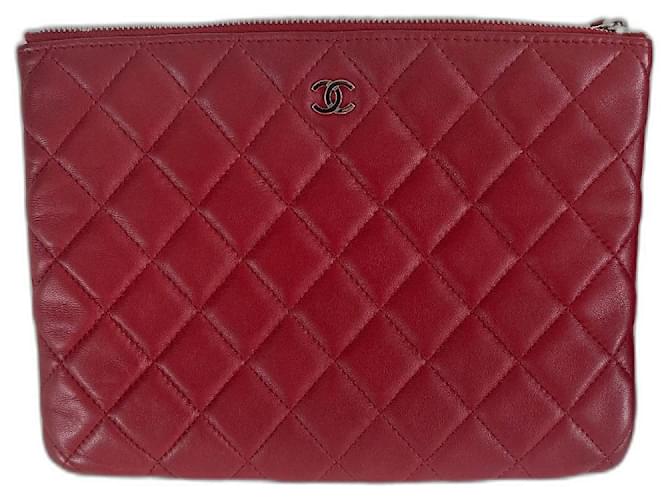 Cambon Chanel Clauch Red Leather  ref.611295
