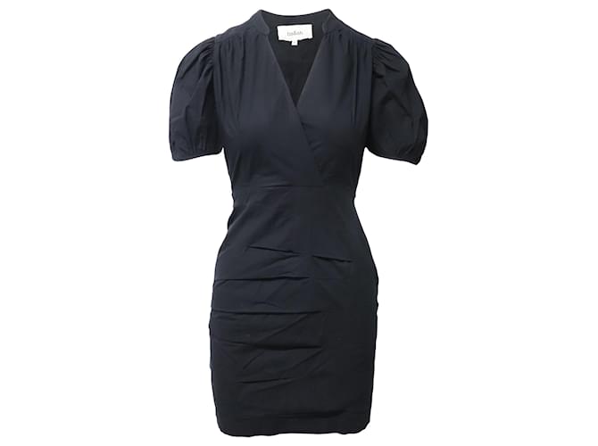 Ba&Sh Puff Sleeves Mini Dress in Black Cotton  ref.611456