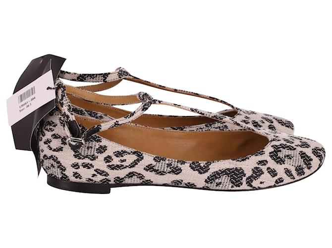 See by Chloé Chloe Leopard Print T-Strap Flats in Multicolor Canvas  Multiple colors Cloth  ref.611489