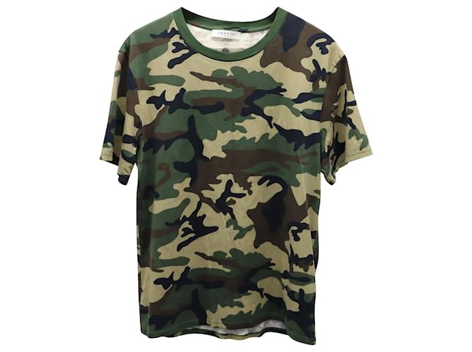T-shirt Sandro Slim Fit Imprimé Camouflage en Coton Vert  ref.611533