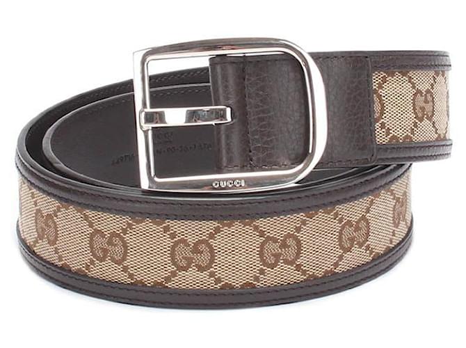 Gucci GG Canvas Leather Belt Beige/Brown Size 90/36