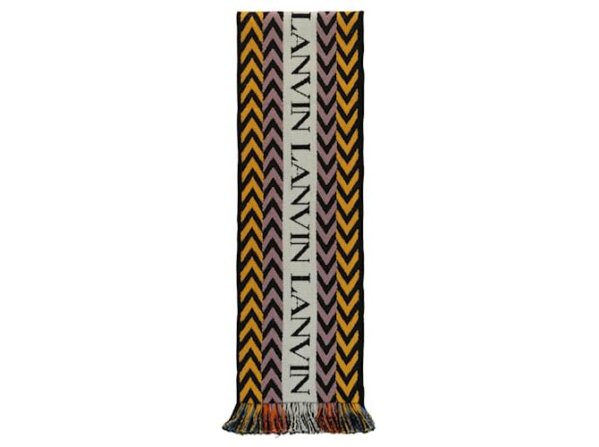 Lanvin Striped Fringed Wool Scarf Multiple colors  ref.611786