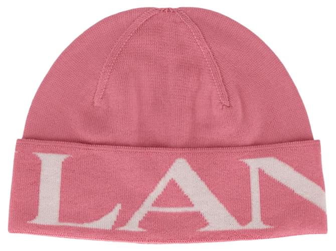 Lanvin Folded Logo Wool Beanie Pink  ref.611800