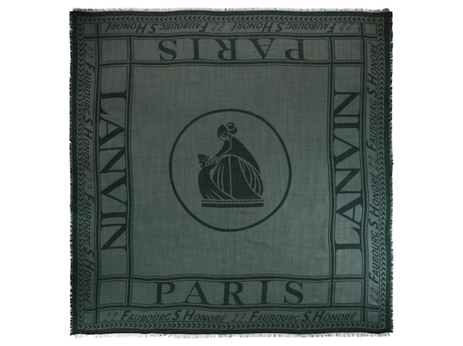 Écharpe en laine à logo Lanvin Vert  ref.611807