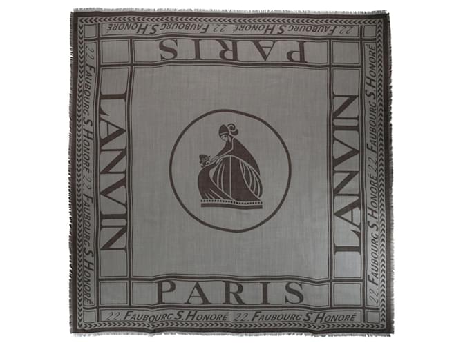 Bufanda de lana con logotipo de Lanvin Beige  ref.611811