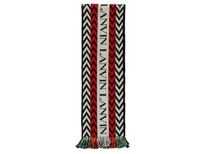 Lanvin Striped Fringed Wool Scarf Multiple colors  ref.611962