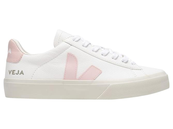Veja Campo Sneakers aus weißem und rosa chromfreiem Leder Mehrfarben  ref.612025