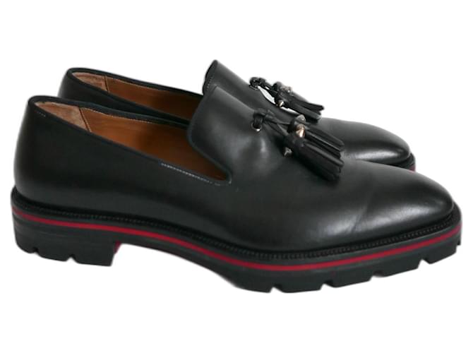 Christian Louboutin Loafers Slip ons Black Leather  ref.612408