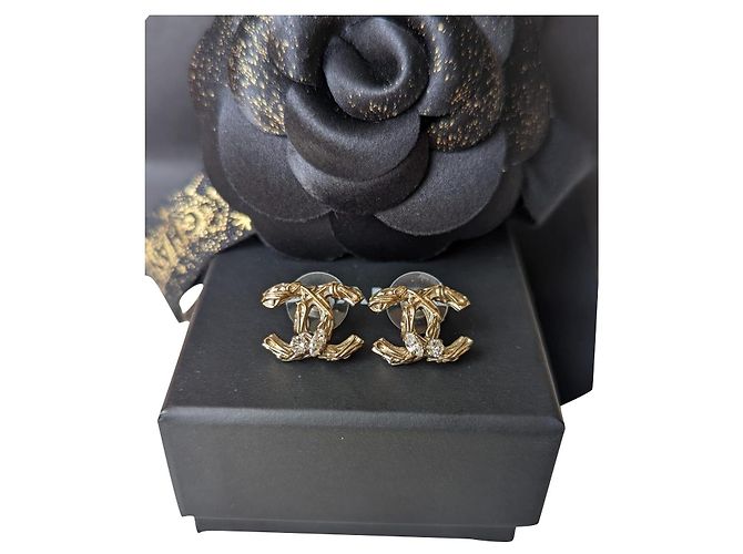 Chanel CC B14Scatola per orecchini classica S Logo Crystal GHW Coco Mark D'oro