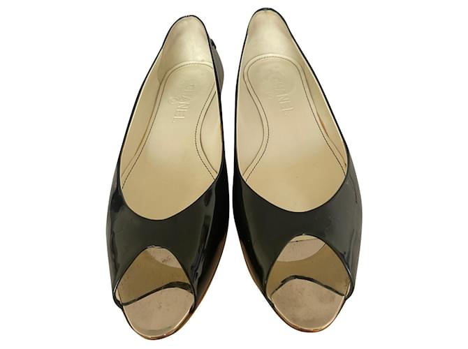 Chanel Flats Black Patent leather  ref.612286