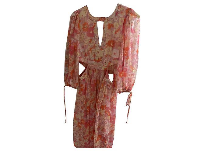 Vestido Maje Flower Power rosa de viscose