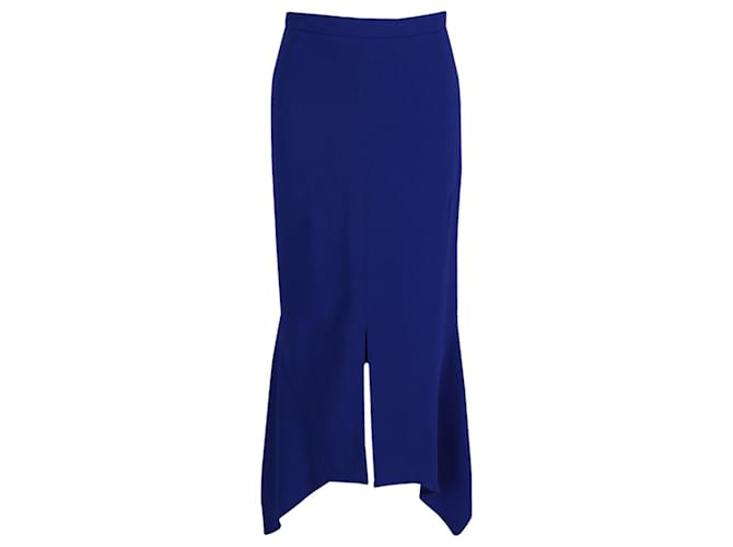 Roland Mouret Milton Asymmetric Stretch-Jersey Midi Skirt in Blue Wool  ref.613055