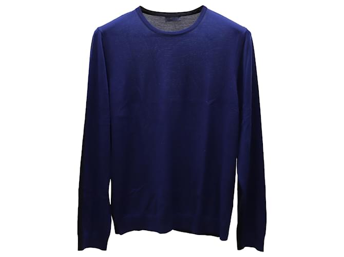 Lanvin Two Tone Sweatshirt in Blue/Black Merino Wool   ref.613063