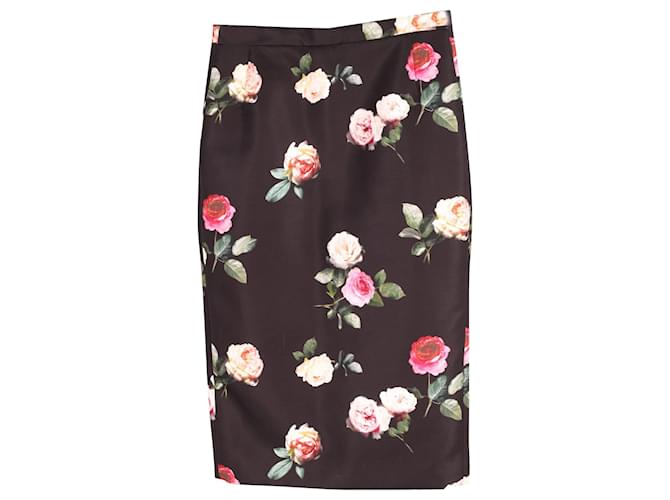 Autre Marque  N.21 Floral Midi Pencil Skirt in Black Print Silk   ref.613068