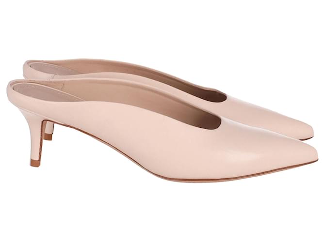 Theory Pointed Toe Low Heel Mules in Cream Leather White  ref.613090