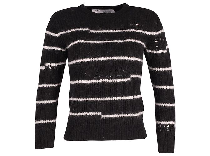 Iro Cleon Gestreifter Strickpullover aus schwarzem Acryl 