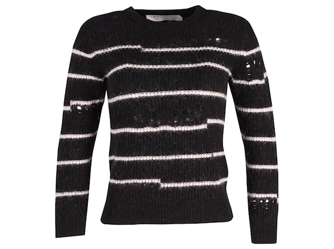 Iro Cleon Striped Knit Sweater in Black Acrylic  ref.613104