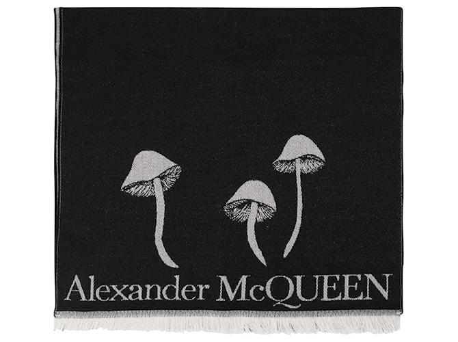 Alexander Mcqueen Mushroom Scarf in Black Wool  ref.613116