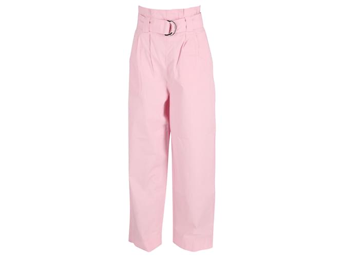 Pantalones Ganni Paperbag-Waist Ripstop en algodón rosa  ref.613180