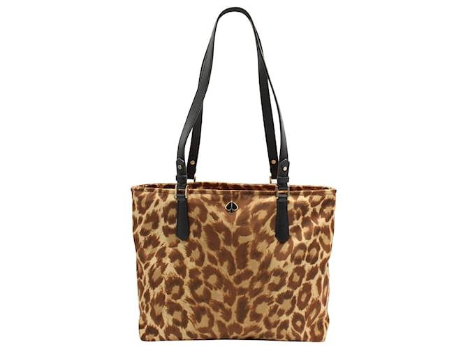 Kate Spade Taylor Bolso bandolera de leopardo en nailon con estampado animal Castaño Nylon  ref.613249