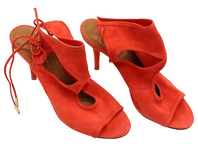 Aquazzura Sexy Thing 105 Sandals in Red Suede  ref.613257