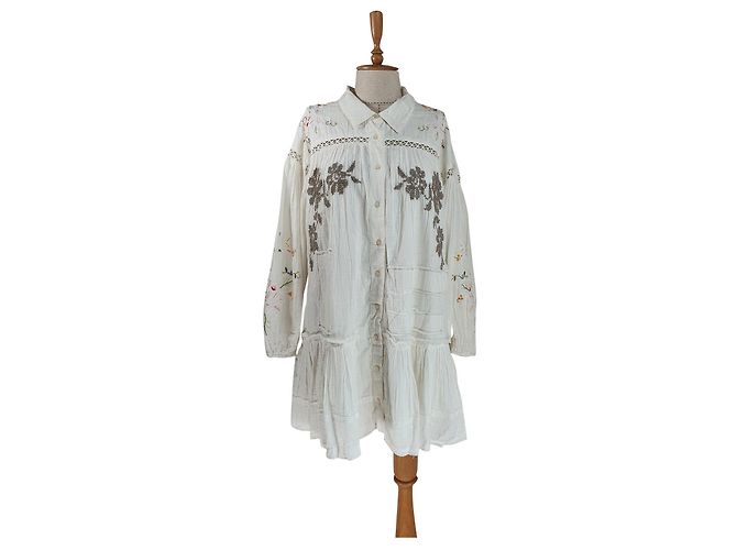 Vestido de algodón bordado marfil Free People L
