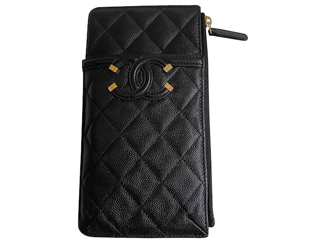 Chanel Purses, wallets, cases Black Leather  ref.613487