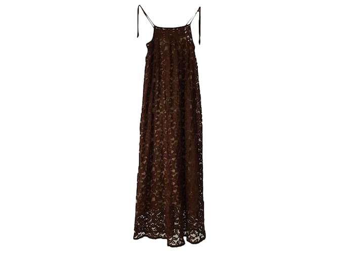 Roberto Collina Lace Maxi Dress Brown Cotton  ref.613545