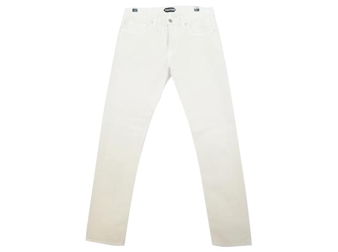 Tom Ford Calça jeans slim com nervuras bege de algodão  ref.613597