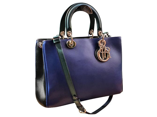 Bolsa tote Dior Diorissimo azul de couro