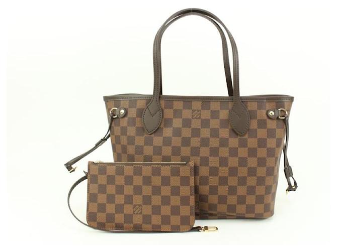 Louis Vuitton Small Damier Ebene Neverfull PM Tote With Pouch Leather  ref.613745