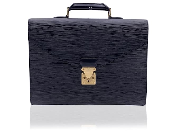 Louis Vuitton Maletín Business Bag Ambassadeur de piel Epi negra Negro Cuero  ref.613752